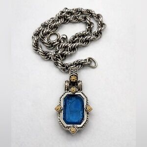 Konstantino 925 Silver 18K Gold Blue Topaz Centaur Intaglio Pendant 925 Necklace